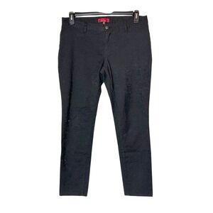 RED Saks Fifth Avenue Womens Slim Leg Pants 12 Black Floral Brocade Professional